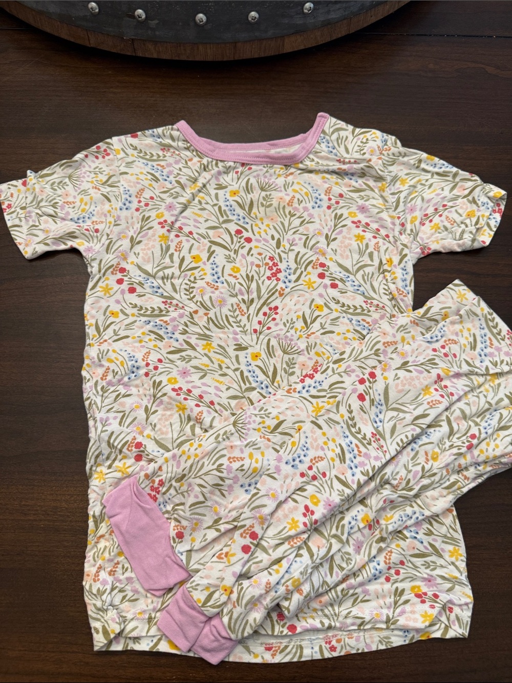 Magnetic Me Floral Short-Sleeve Pajama Set in Pink Trim